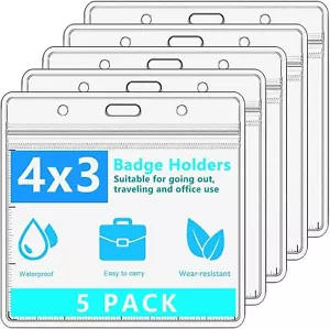 5 Pack WATERPROOF Vaccination Card Holder Record 4 x 3 Protector vaccine sleeve - Picture 1 of 6