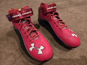 Under Armour Micro G Football Cleats Mens 14, 4D Foam Red & Black, Silver Stripe - Picture 1 of 10