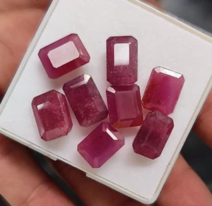 63.30 Ct Untreated Natural Certified Emerald Shape Red Ruby Loose Gemstone Lot - Picture 1 of 5