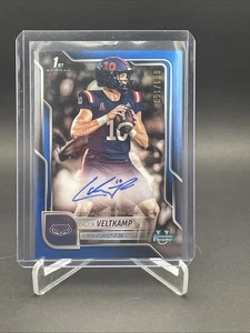 2025 Bowman University Chrome CADEN VELTKAMP 1st Blue Auto /150 FAU Owls - Picture 1 of 2
