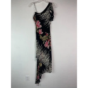 Maxi Vestido Alberto Makali Nuevo sin Etiquetas Negro Floral Asimétrico Un Hombro Talla 4 - Imagen 1 de 5
