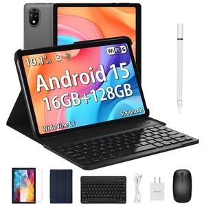 U10(2025) 10 inch Tablet with Keyboard, Android 15 Tablet 16GB+128GB/2TB Expa... - Picture 1 of 9
