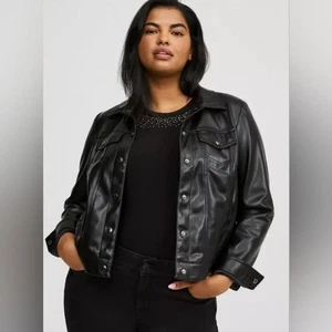 Torrid Kunstleder Trucker Jacke schwarz Gr. 1X - Bild 1 von 10