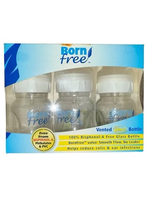 New Born Free Vented Glass Baby Bottles, BPA Free, Set Of 3 5oz, 0+ Months - Image 1 of 4