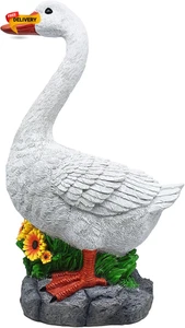 Fröhliche Veranda Gans Statue Cygnus groß Harz Garten Rasen Hof Dekor Skulptur..... - Bild 1 von 12