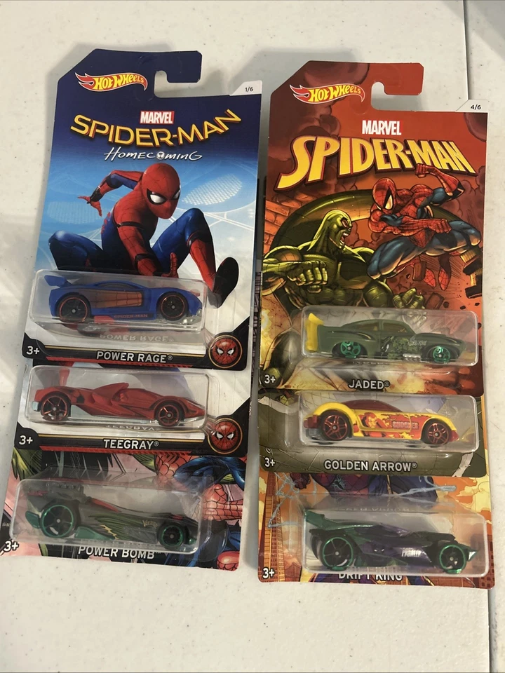 Marvel Spider-Man Juego Completo de 6 Coches Die-Cast Mattel Hot Wheels 2016 Nuevo en Paquete Foto 1 de 4