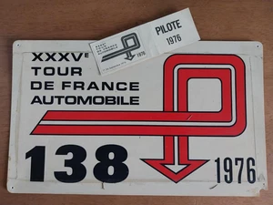 Tour De France Automobile 1976 Original Competitor Plate And Driver Pass - Bild 1 von 1