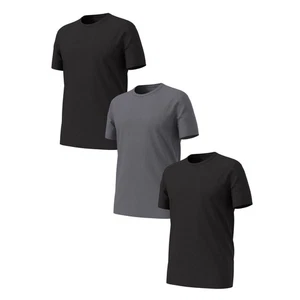 NIP Athletic Works Men 3 Pack Black & Gray Ultra Lite Mesh Crew T-Shirts M 38-40 - Picture 1 of 8