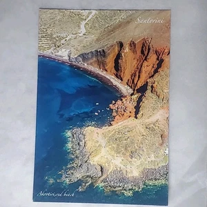 Akrotiri Red Beach Coastline Santorini  Hellas Greece Vintage Souvenir Postcard - Picture 1 of 2