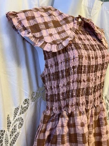 GHOSPELL ÄRMELLOSES MAXIKLEID MIT LATZKRAGEN IN ROSA KARIERT L - Bild 1 von 14