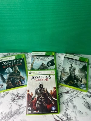 Assassin’s Creed Xbox 360 Lot of 4 Games – AC II, III, IV Black Flag, Revelation - Image 1 of 4
