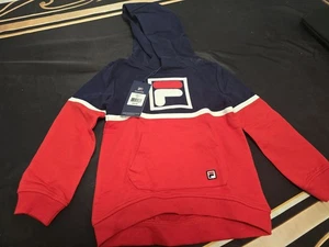 Klassischer FILA Colorblock Hoodie marineblau/rot/weiß Kinder Jungen, Mädchen 4T neu mit Etikett Baumwolle - Bild 1 von 8