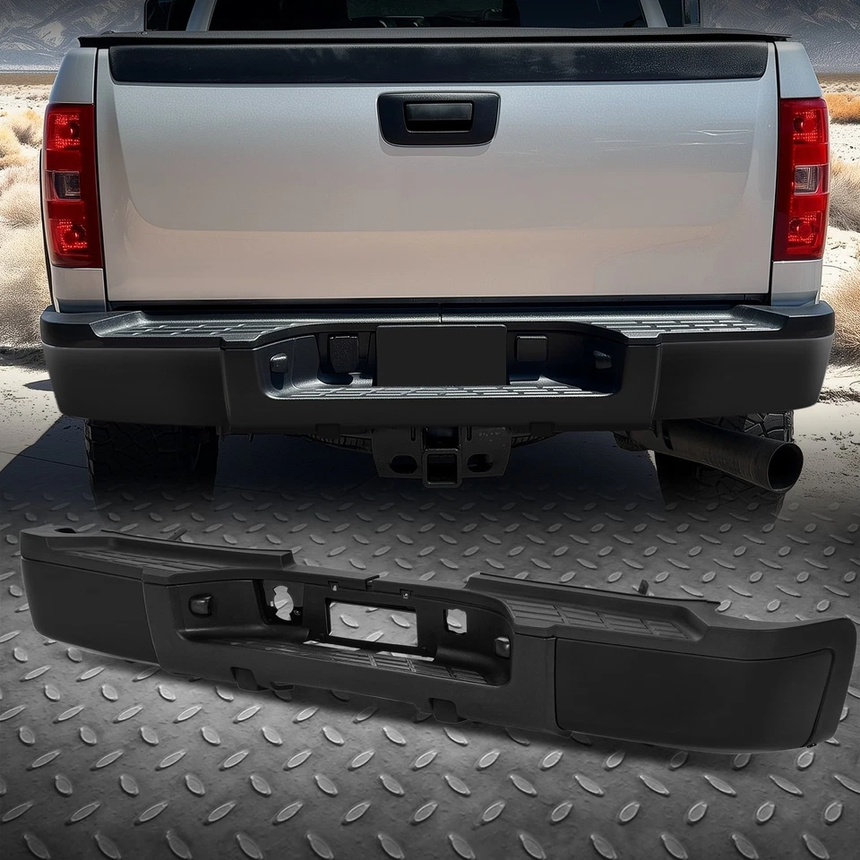 For 11-14 Silverado Sierra 2500HD 3500HD Black Rear Bumper Assembly w/o Sensor Foto 1 de 4