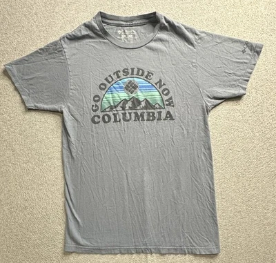 Camiseta Columbia Masculina Pequena Cinza Saia Agora Gráfica Aventura ao Ar Livre - Imagem 1 de 4