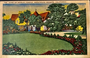 Brentwood Heights CA “Home Of Shirley Temple” Linen Postcard California - Picture 1 of 2