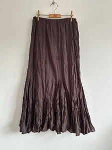 Kushi Skirt Brown Indian Crinkle Maxi Festival Holiday Boho Hippie Size 10 - Picture 1 of 6