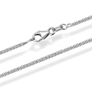 Collana treccia damigella d'oro oro bianco 585 lunghezza 45 cm nuova - Foto 1 di 4