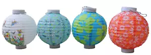 4 Battery-operated, Assorted Designs Chinese/japanese Paper Lanterns 8" Diameter - Picture 1 of 6