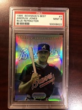 1995 BOWMAN'S BEST REFRACTOR BLUE #7 ANDRUW JONES ROOKIE SP GRADED PSA 9 MINT NQ