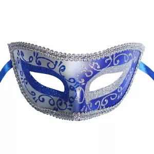Blue Venetian Mask Masquerade Ball Prom Party Mardi Gras Halloween Wedding - Picture 1 of 3