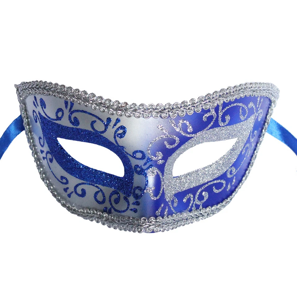 Blue Venetian Mask Masquerade Ball Prom Party Mardi Gras Halloween Wedding  - Image 1 of 3