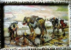 JULIUS SEYLER >Krabbenfischer< HAND-SIGNIERT Ölbild mit Rahmen, 43x33, SUPER - Bild 1 von 10