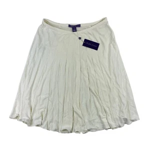 Falda Ralph Lauren Púrpura Etiqueta Crema Mezcla Viscosa Forrada Mujer 12 Nueva con Etiquetas 1650 $ - Imagen 1 de 6