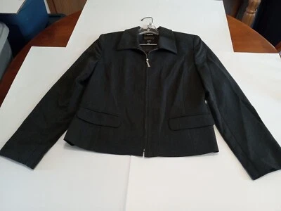 Винтажный NY & Co город эластичной с подкладкой женщин серый спереди молнии блейзер куртка размер 8 - Изображение 1 из 4