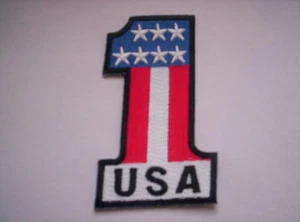 Biker Aufnäher   USA Number One  Stars and Stripes ca 8 x 5 cm - Picture 1 of 1