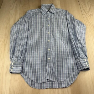 Vintage Turnbull & Asser Mens Blue Plaid Button Up Classic Shirt Size 15.5-39cm - Picture 1 of 6