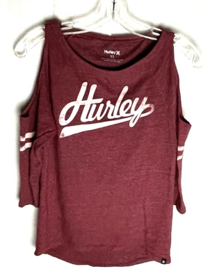 Camiseta Jersey Hurley Para Mujer Hombro Frío Talla XS Borgoña B*O Foto 1 de 4