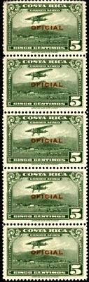 Costa Rica CO-1 Sheet of 5 Mint VF NH OG - Image 1 of 2