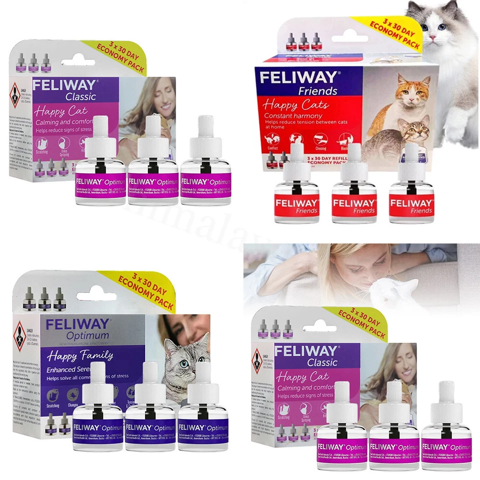 FELIWAY Optimum/Classic/Friends 3 x 30 Day Refill 48ml Value Pack Cat Calming - image 1 of 4