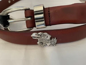 Brown Leather Belt With University of Kansas  Conchos 28, 30, 32, 44, 46 - Picture 1 of 2