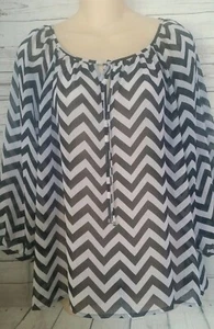 Blusa boho A.N.A a righe bianche e nere taglia PL  - Foto 1 di 8