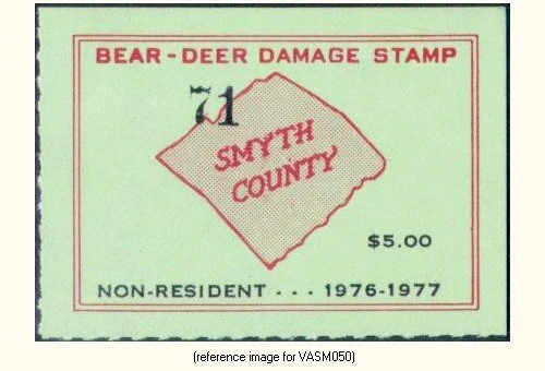 D2K Virginia - Smyth 1976 $5.00 Bear Damage Stamp - Image 1 of 1