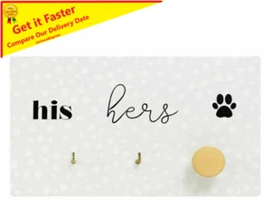 Splosh Playful Pets His&Hers White Wooden Key/Lead Hanger NEW - Picture 1 of 5