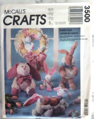 Rabbit Bunny Basket Eggs Stuffed Plush McCalls 3500 886 Sewing Pattern Easter UC - Image 1 of 4