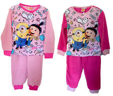 Despicable Me Minions Pyjama Set Pink Soft Fleece Full Sleeves Girl's Nightwear