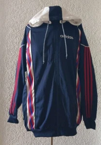 Adidas Coole Trainingsjacke abnehmbare Kapuze Kinder Gr. 176 Blau Großes Logo - Bild 1 von 14