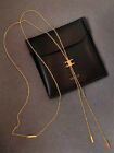 Celine Long Gold Stretchable Square Necklace Collar Chain Free Adjustable