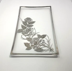 MCM Silver Overlay Relish Tray 14“ X 8“ 1940S Beautiful Rose Climbing Vine READ - Picture 1 of 19