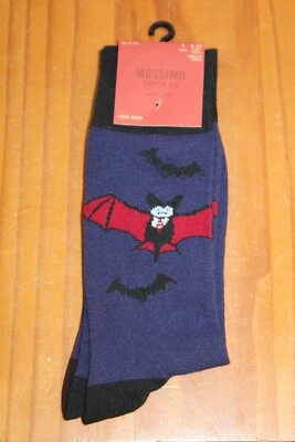 NUEVO ~ Mossimo Supply Co. 1 Par Calcetines Redondos Murciélagos Halloween Zapato Talla 6-12 Foto 1 de 4