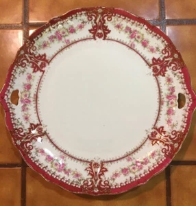 Vintage CT Carl Tielsch Germany Goldrand Servierständer Teller rosa Blumen - Bild 1 von 4
