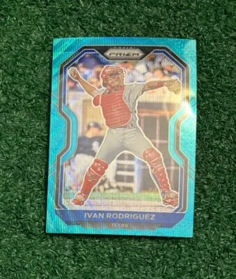 IVAN RODRIGUEZ   MLB HOF - 2021 PANINI PRIZM - TEAL WAVE PRIZM PARALLEL CARD # 2 - Image 1 of 3