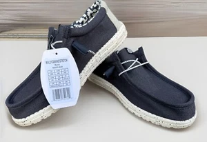 HEY DUDE MENS WALLY STRETCH CANVAS Slip-On Shoe Size M8 Color Navy - Picture 1 of 4