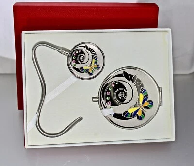 Mariposa Compacto Espejo Monedero Colgador 2 Piezas Combo Hecho con Cristales Swarovski  Foto 1 de 4