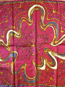 Sciarpa vintage mod retrò anni 60 psichedelica pop art ripple swirl splash 28 x 28 - Foto 1 di 7