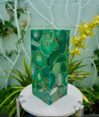 Lámpara de mesa de resina epoxi de piedra de ágata verde única luz nocturna decoración del hogar Foto 1 de 3