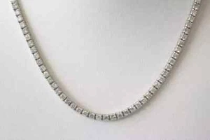 Huge 9.20 Ct TW Round Cut Natural Diamond Tennis Necklace 14K White Gold 16" - Picture 1 of 5
